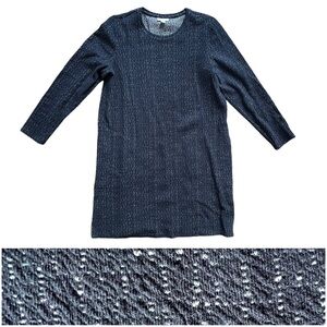 J Jill Pure Jill Textured Navy Blue 3/4 Sleeve Mini Dress Women's size Medium